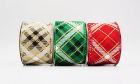 Fita aramada xadrez tartan diagonal para festas_KW0493.KW0494